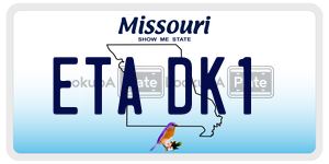 ETADK1  license plate in MO