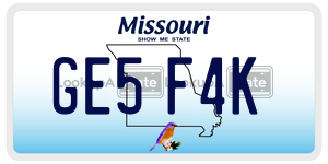 GE5F4K  license plate in MO