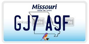 GJ7A9F  license plate in MO
