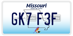 GK7F3F license plate in Missouri