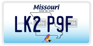 LK2P9F  license plate in MO