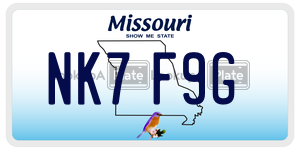 NK7F9G  license plate in MO