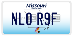 NL0R9F  license plate in MO