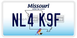 NL4K9F  license plate in MO