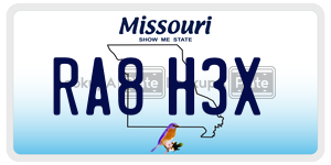RA8H3X  license plate in MO