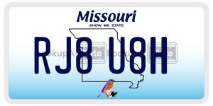 RJ8U8H  license plate in MO