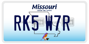 RK5W7R  license plate in MO