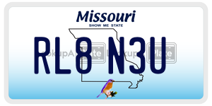 RL8N3U  license plate in MO
