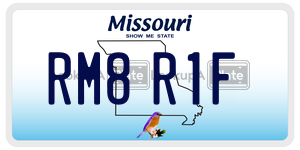RM8R1F  license plate in MO
