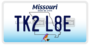 TK2L8E  license plate in MO