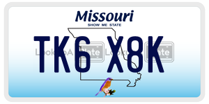 TK6X8K  license plate in MO