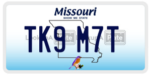 TK9M7T  license plate in MO