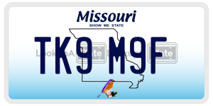 TK9M9F  license plate in MO
