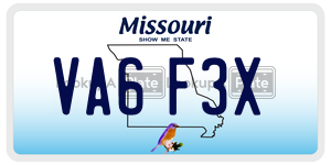 VA6F3X  license plate in MO