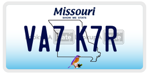 VA7K7R  license plate in MO