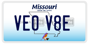 VE0V8E  license plate in MO