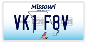 VK1F8V  license plate in MO