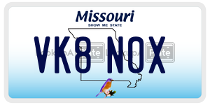 VK8N0X  license plate in MO