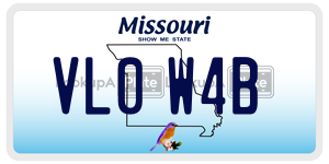 VL0W4B  license plate in MO