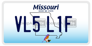 VL5L1F  license plate in MO