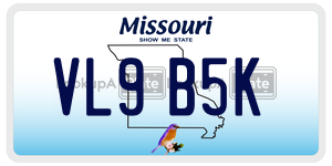 VL9B5K  license plate in MO