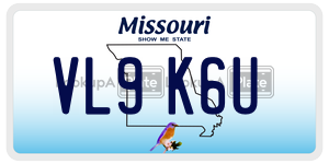 VL9K6U  license plate in MO