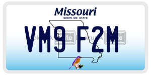 VM9F2M  license plate in MO