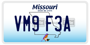 VM9F3A  license plate in MO