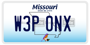 W3P0NX  license plate in MO