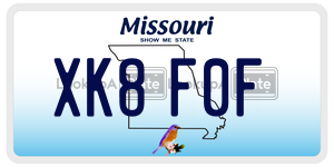 XK8F0F  license plate in MO