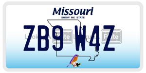 ZB9W4Z  license plate in MO