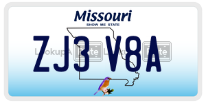 ZJ3V8A  license plate in MO