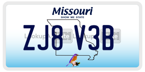 ZJ8V3B license plate in Missouri