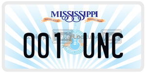 001UNC  license plate in MS
