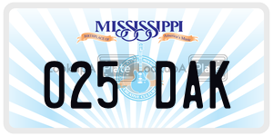025DAK license plate in Mississippi