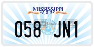 058JN1  license plate in MS