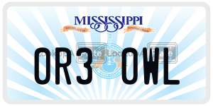 0R30WL  license plate in MS