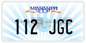 112JGC license plate in Mississippi