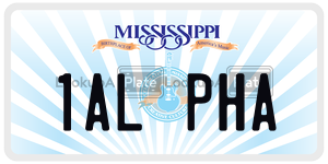 1ALPHA  license plate in MS