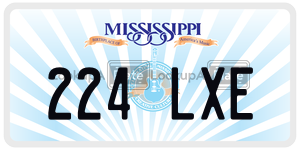 224LXE license plate in Mississippi
