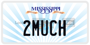 2MUCH  license plate in MS