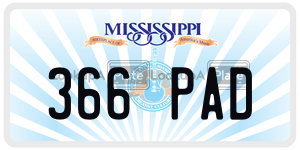 366PAD license plate in Mississippi