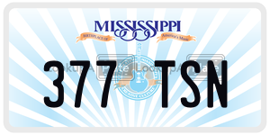 377TSN license plate in Mississippi