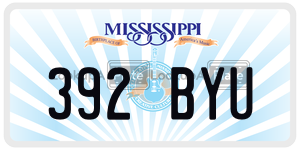 392BYU  license plate in MS