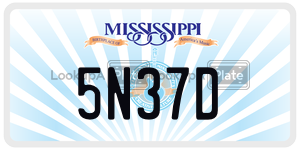 5N37D  license plate in MS