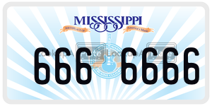 6666666  license plate in MS