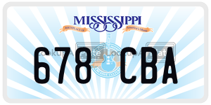678CBA  license plate in MS