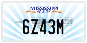 6Z43M  license plate in MS