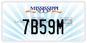 7B59M  license plate in MS