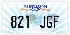 821JGF  license plate in MS